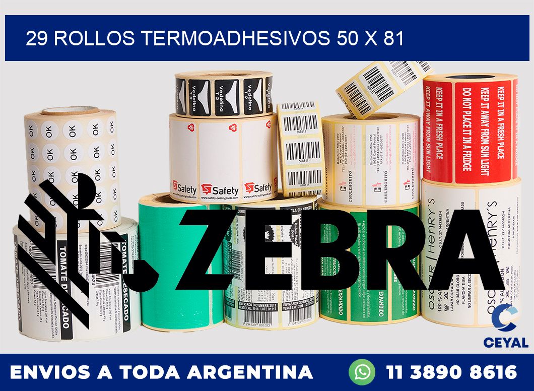 29 ROLLOS TERMOADHESIVOS 50 x 81