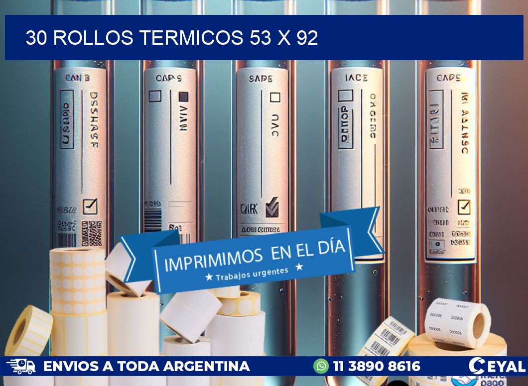 30 ROLLOS TERMICOS 53 x 92