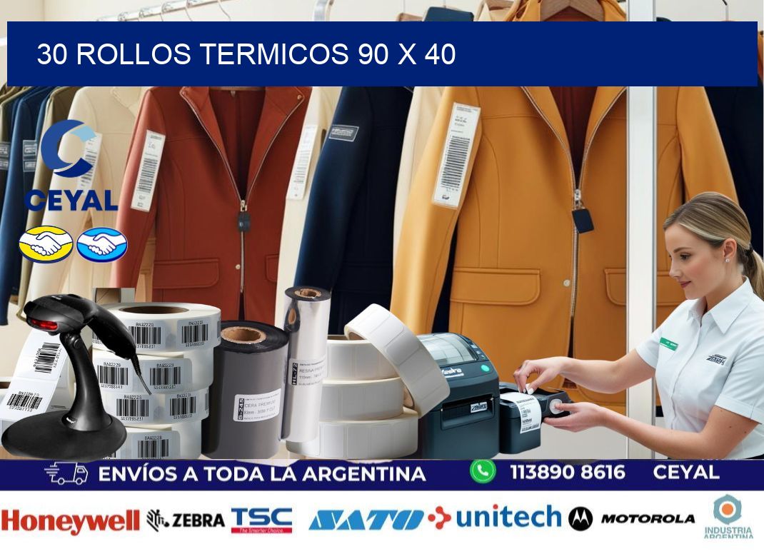 30 ROLLOS TERMICOS 90 x 40