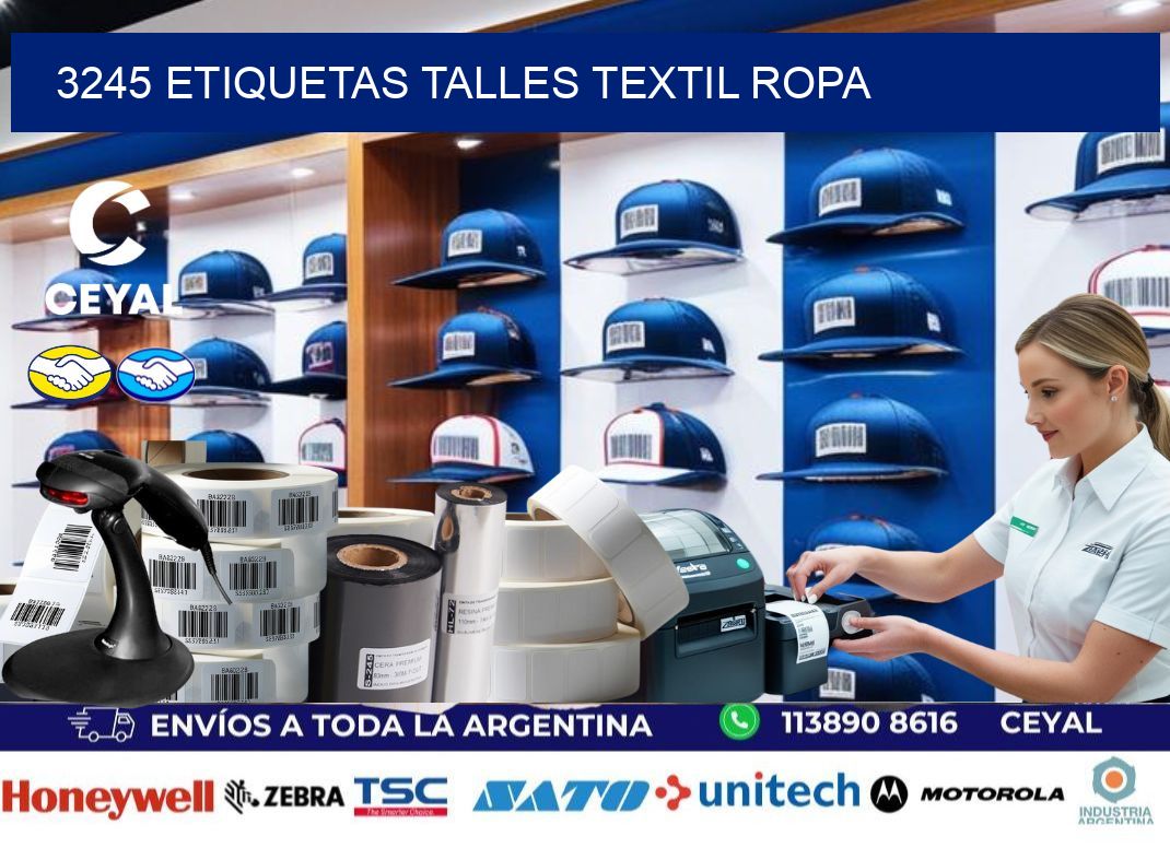 3245 ETIQUETAS TALLES TEXTIL ROPA