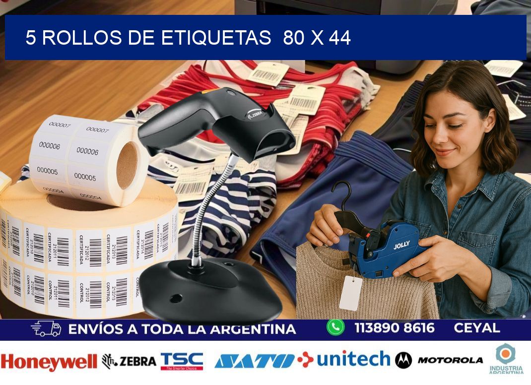 5 ROLLOS DE ETIQUETAS  80 x 44