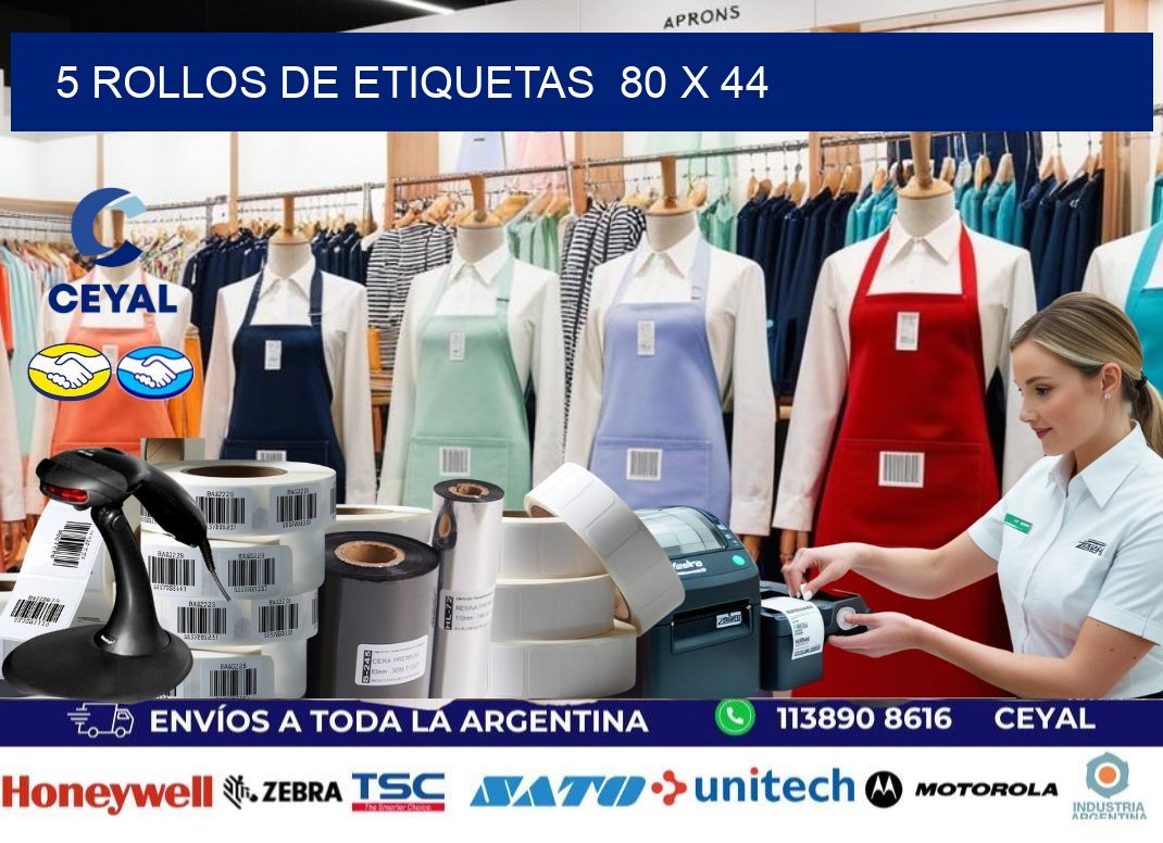 5 ROLLOS DE ETIQUETAS  80 x 44