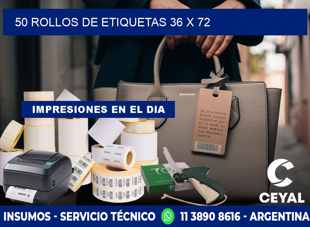 50 ROLLOS DE ETIQUETAS 36 x 72