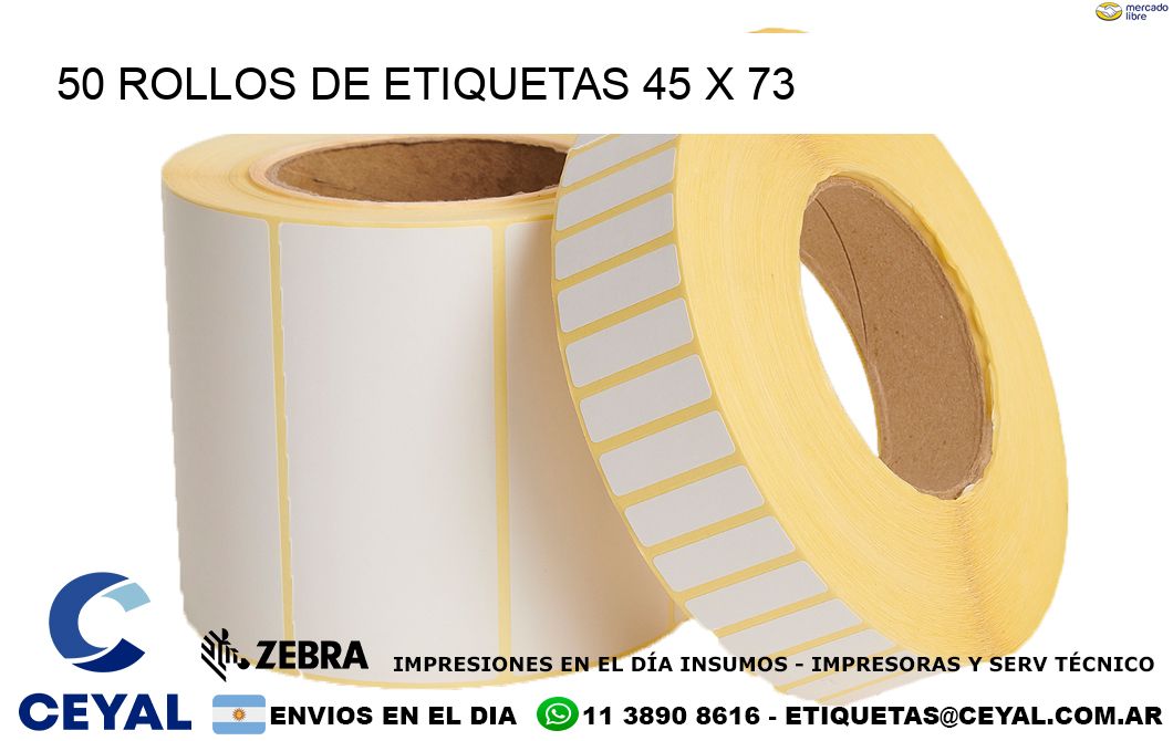 50 ROLLOS DE ETIQUETAS 45 x 73