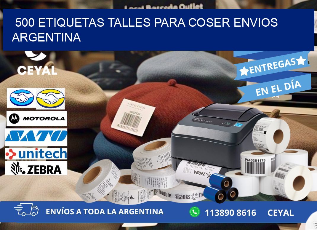 500 ETIQUETAS TALLES PARA COSER ENVIOS ARGENTINA