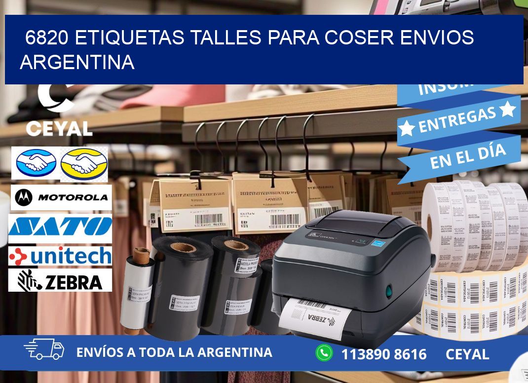6820 ETIQUETAS TALLES PARA COSER ENVIOS ARGENTINA