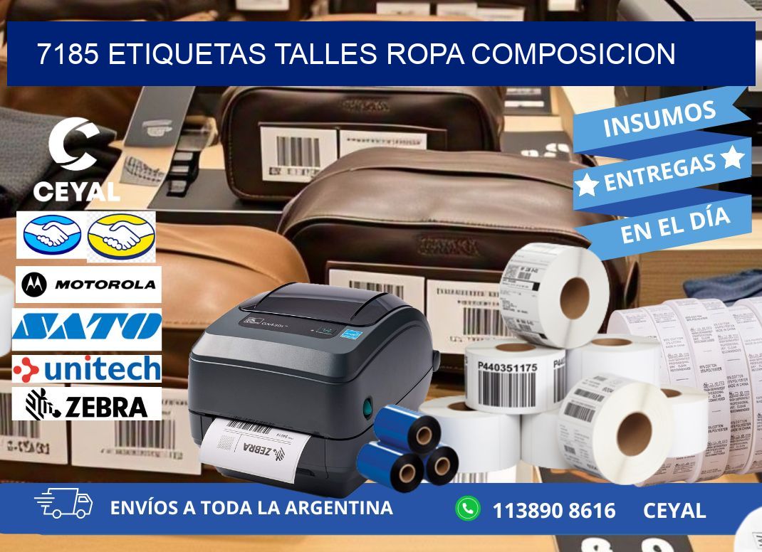 7185 ETIQUETAS TALLES ROPA COMPOSICION