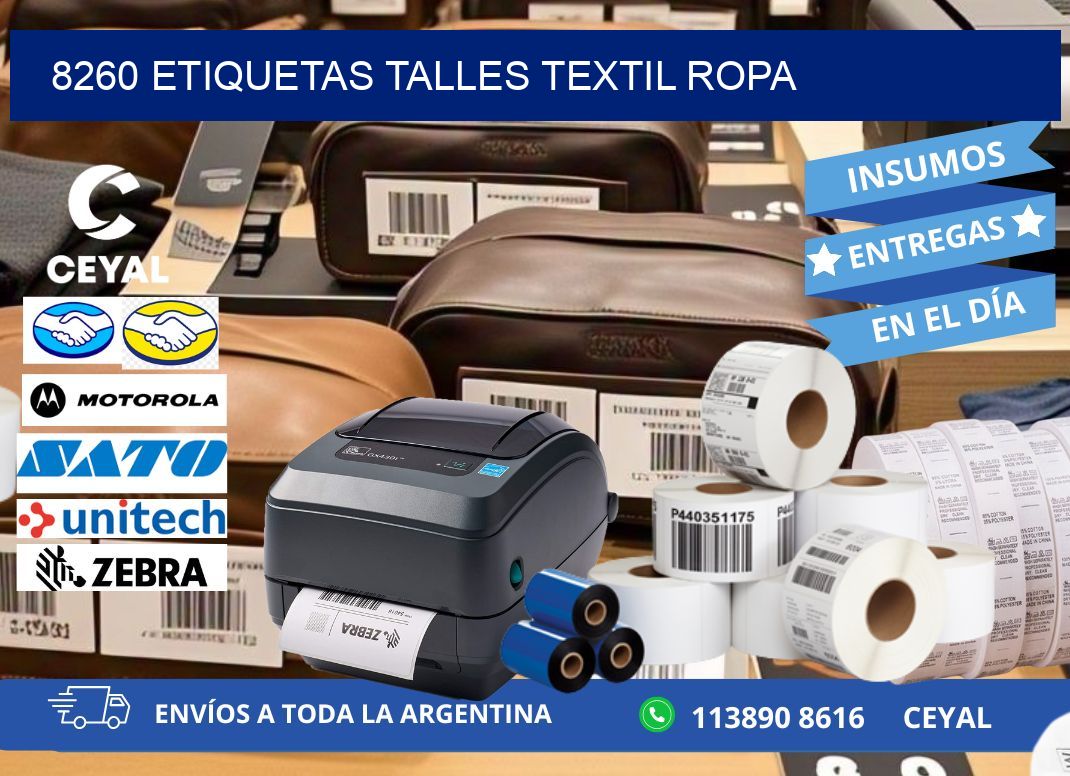 8260 ETIQUETAS TALLES TEXTIL ROPA