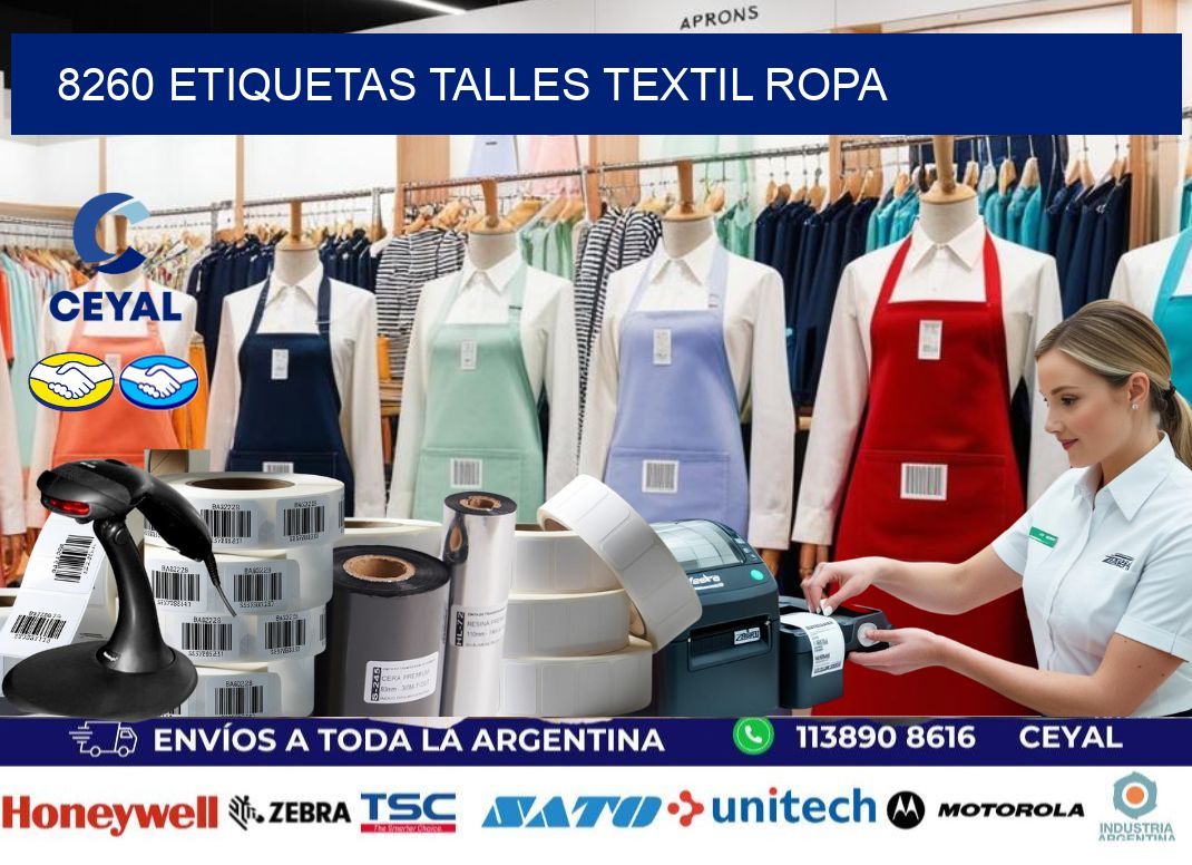 8260 ETIQUETAS TALLES TEXTIL ROPA