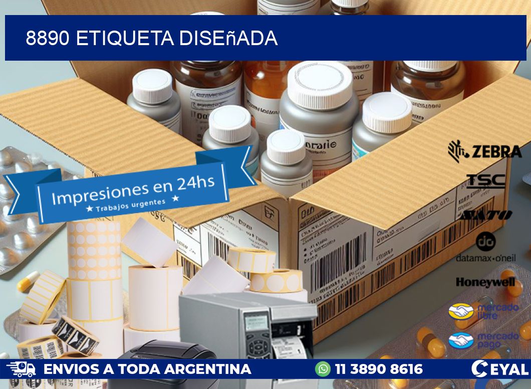 8890 etiqueta diseñada