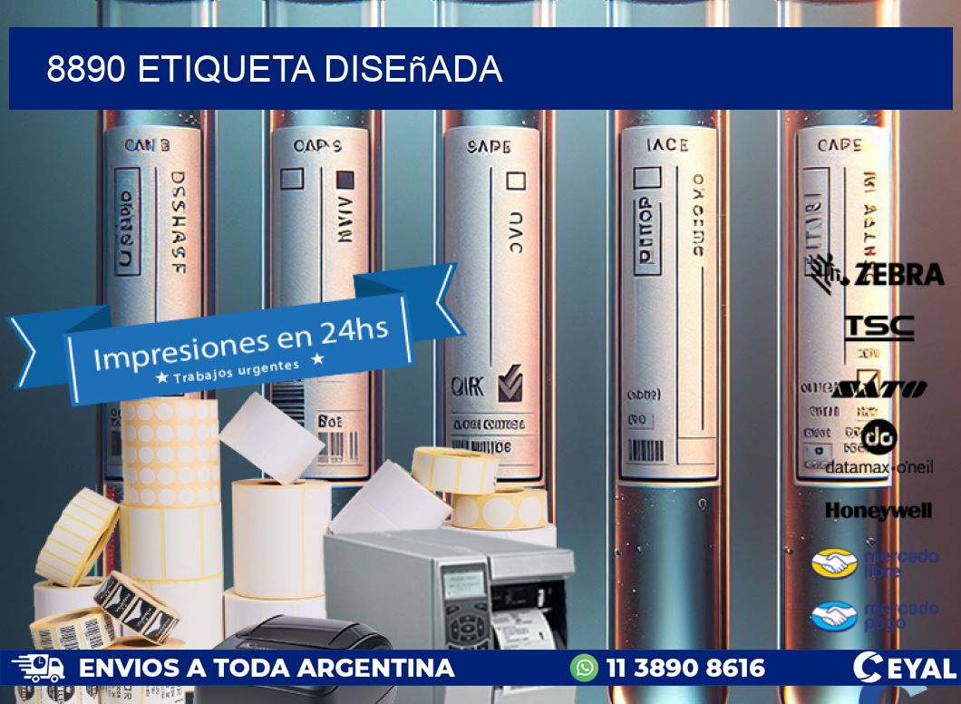 8890 etiqueta diseñada