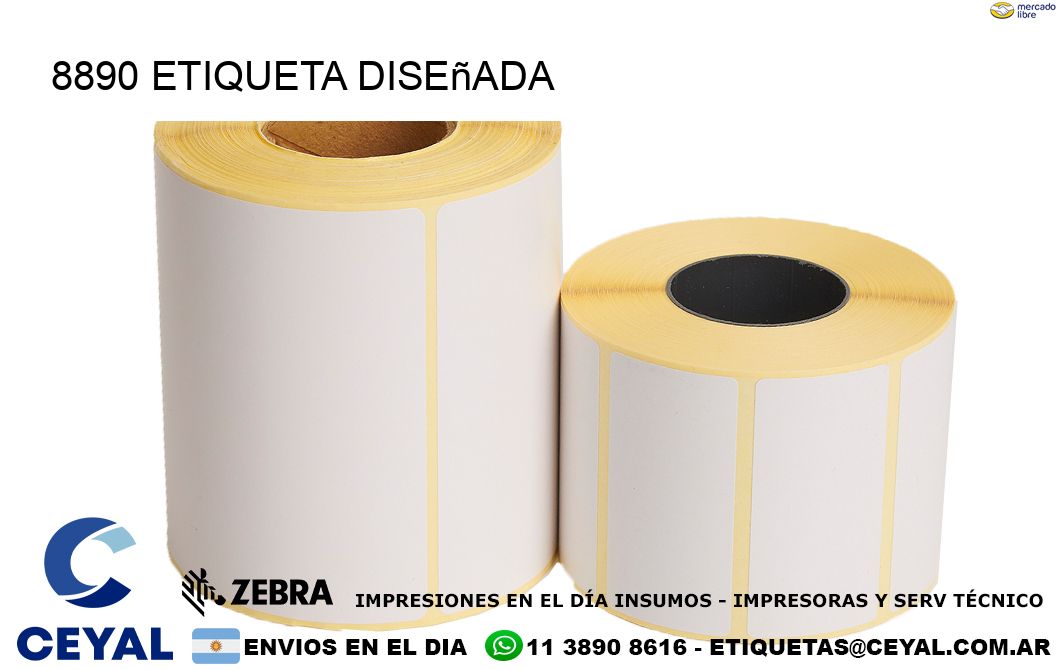 8890 etiqueta diseñada