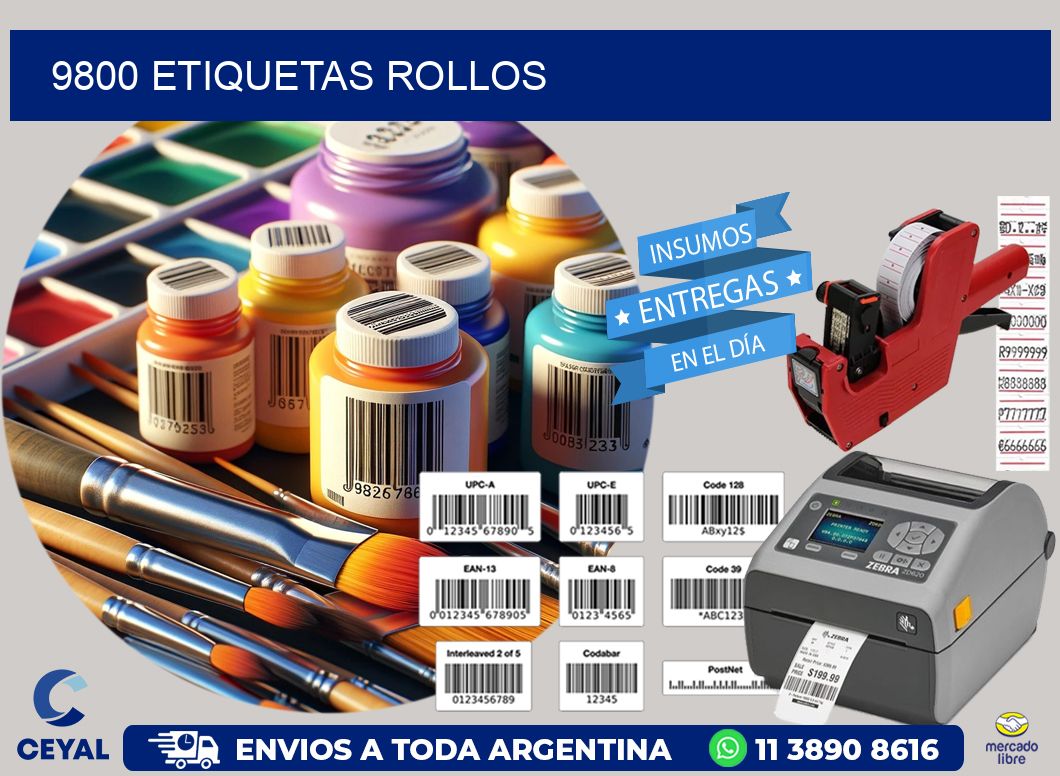 9800 etiquetas rollos