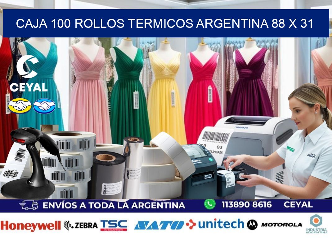 CAJA 100 ROLLOS TERMICOS ARGENTINA 88 x 31