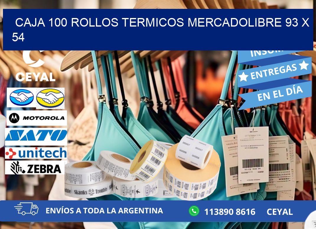 CAJA 100 ROLLOS TERMICOS MERCADOLIBRE 93 x 54