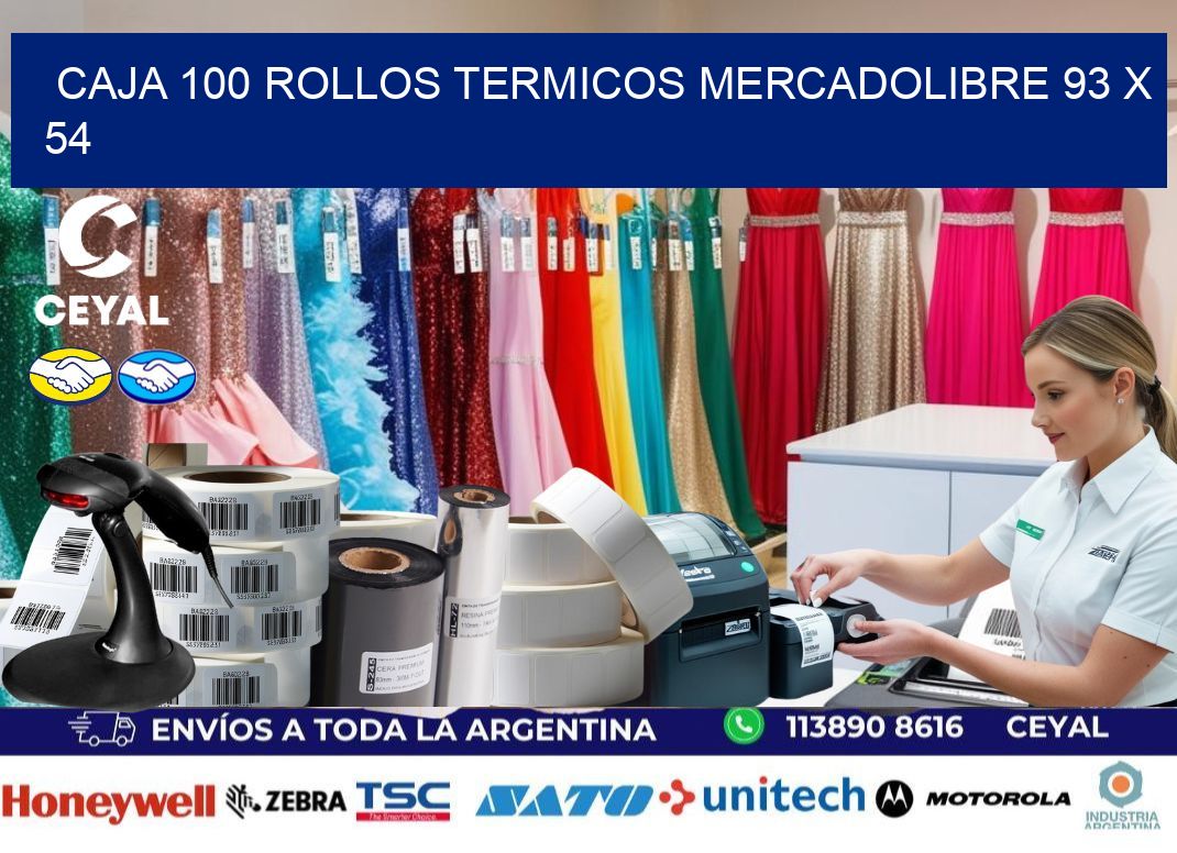 CAJA 100 ROLLOS TERMICOS MERCADOLIBRE 93 x 54