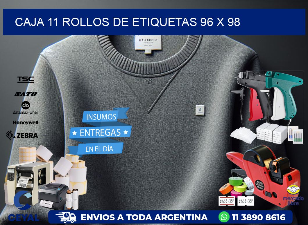 CAJA 11 ROLLOS DE ETIQUETAS 96 x 98
