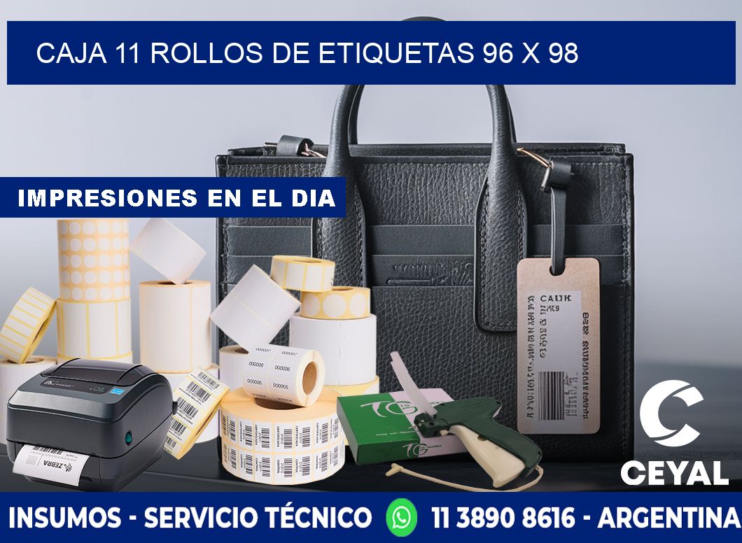 CAJA 11 ROLLOS DE ETIQUETAS 96 x 98