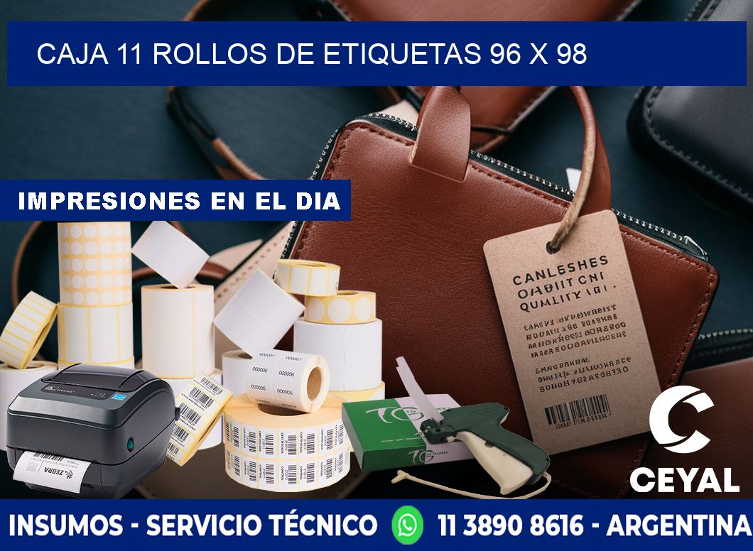 CAJA 11 ROLLOS DE ETIQUETAS 96 x 98