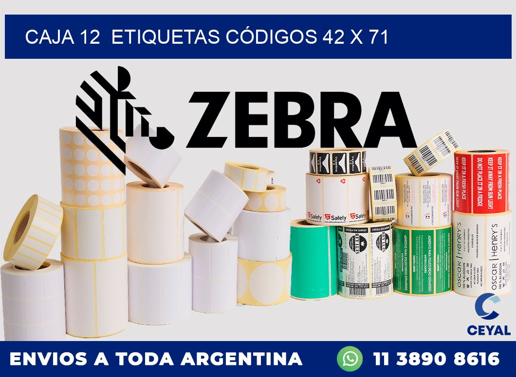 CAJA 12  ETIQUETAS CÓDIGOS 42 x 71