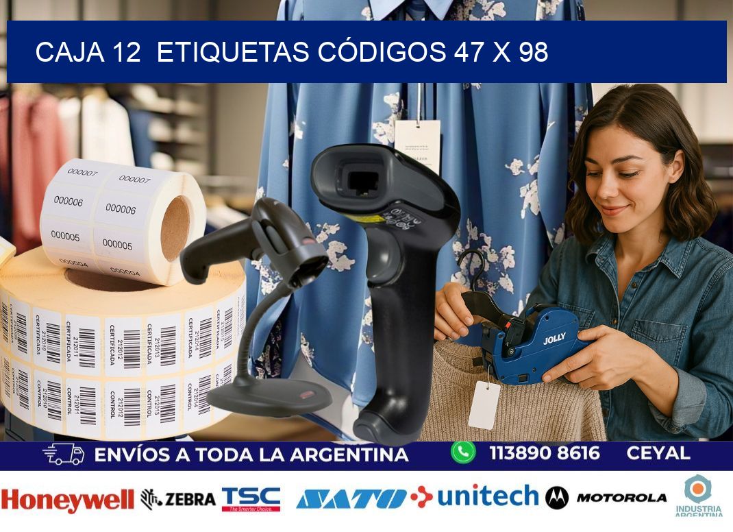 CAJA 12  ETIQUETAS CÓDIGOS 47 x 98