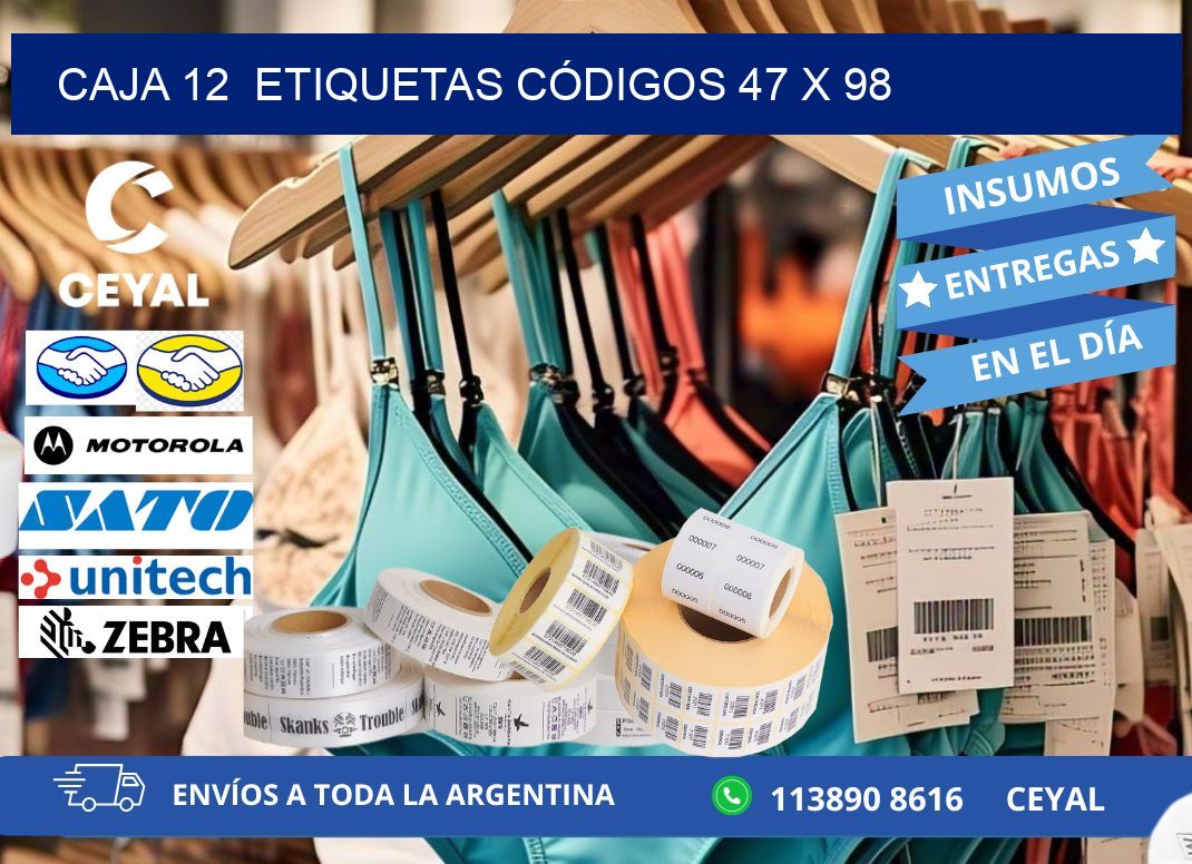 CAJA 12  ETIQUETAS CÓDIGOS 47 x 98