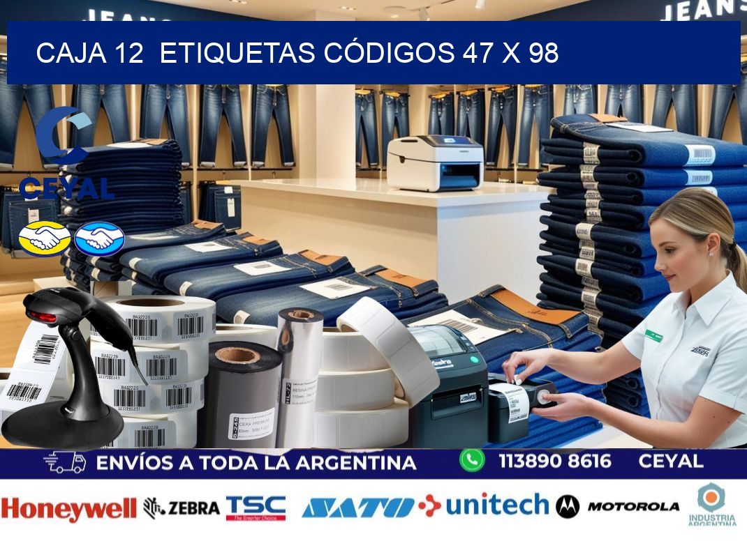 CAJA 12  ETIQUETAS CÓDIGOS 47 x 98