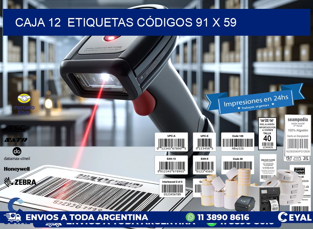 CAJA 12  ETIQUETAS CÓDIGOS 91 x 59