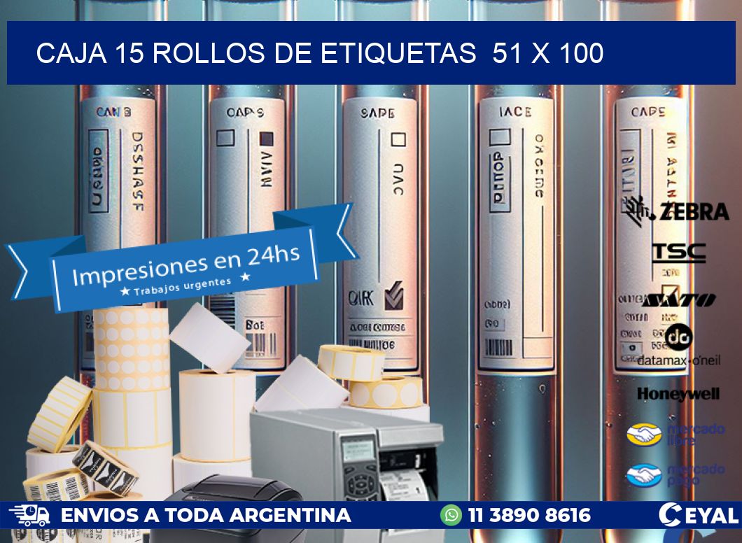 CAJA 15 ROLLOS DE ETIQUETAS  51 x 100