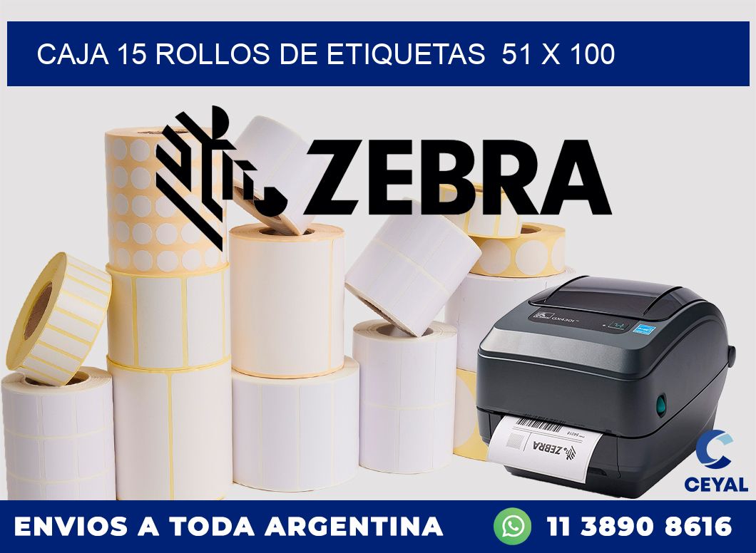CAJA 15 ROLLOS DE ETIQUETAS  51 x 100