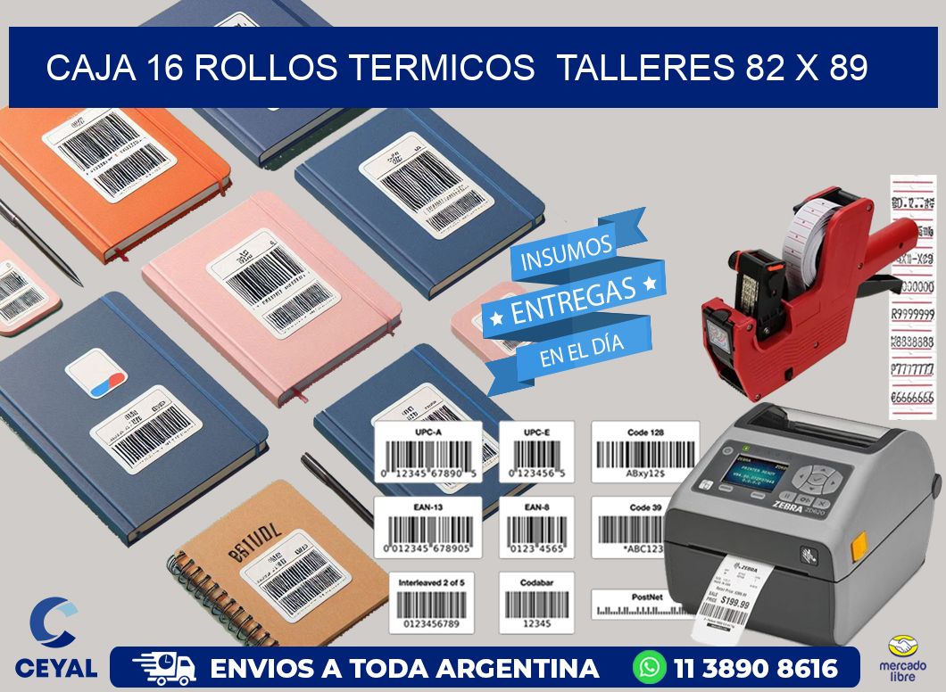 CAJA 16 ROLLOS TERMICOS  TALLERES 82 x 89