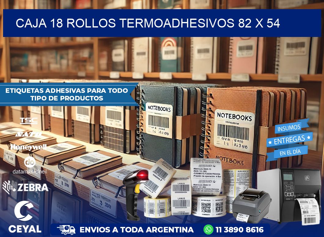 CAJA 18 ROLLOS TERMOADHESIVOS 82 x 54