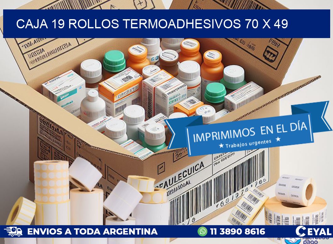 CAJA 19 ROLLOS TERMOADHESIVOS 70 x 49