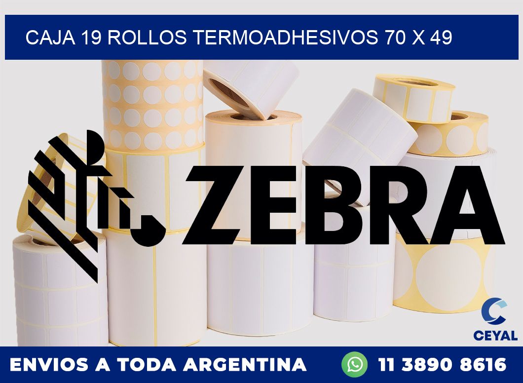 CAJA 19 ROLLOS TERMOADHESIVOS 70 x 49