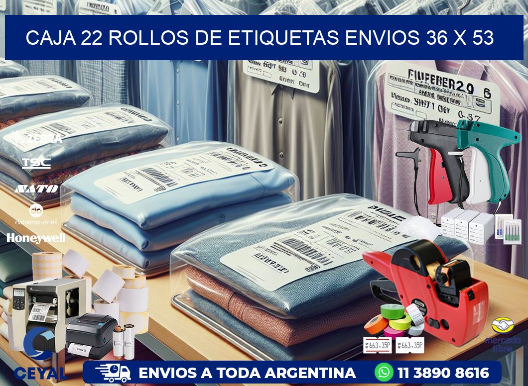 CAJA 22 ROLLOS DE ETIQUETAS ENVIOS 36 x 53