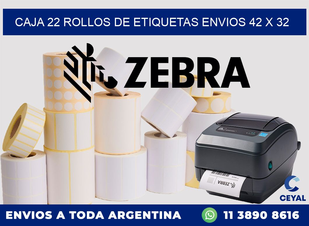 CAJA 22 ROLLOS DE ETIQUETAS ENVIOS 42 x 32