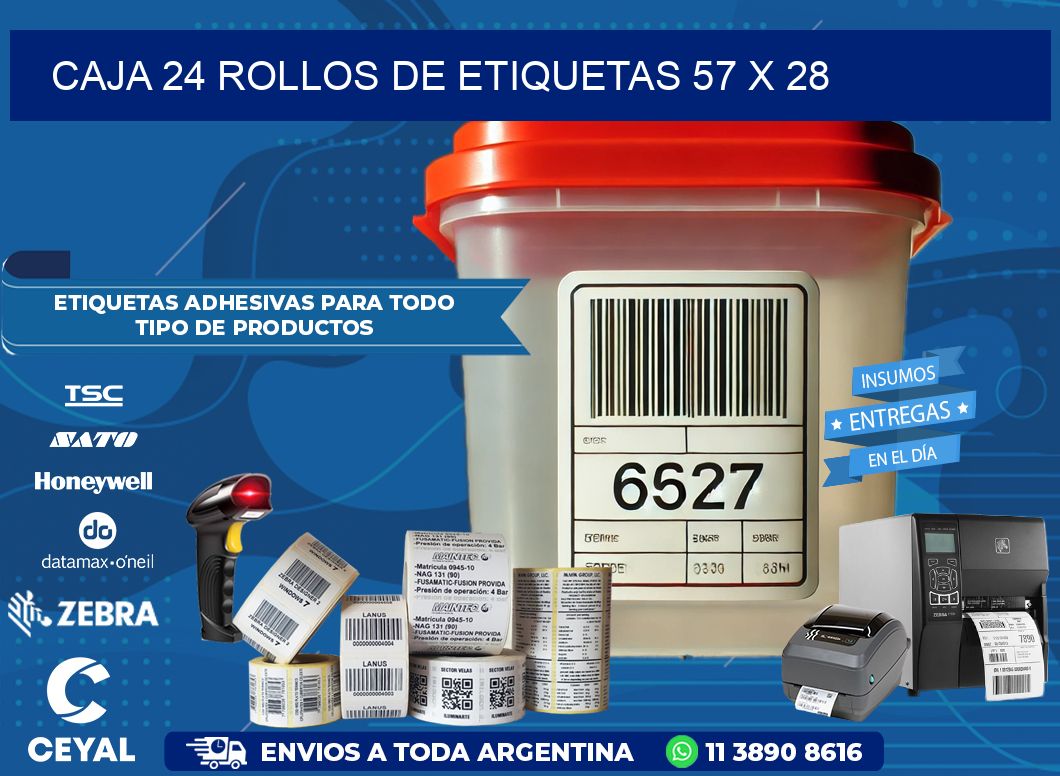 CAJA 24 ROLLOS DE ETIQUETAS 57 x 28