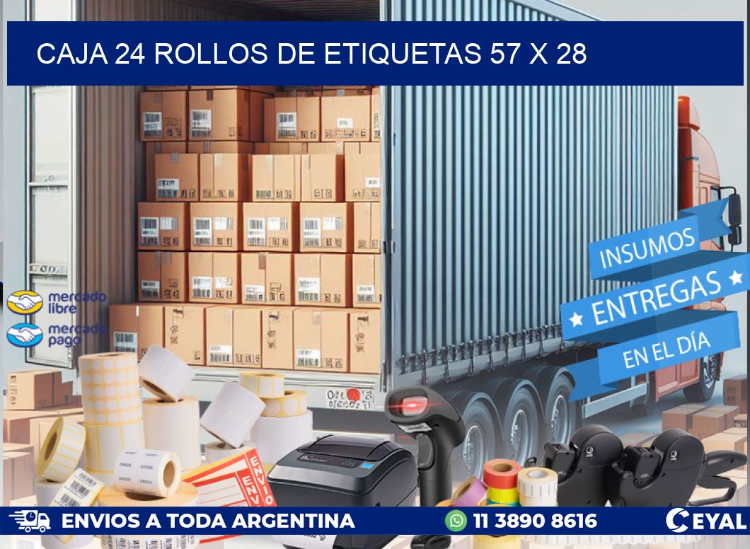 CAJA 24 ROLLOS DE ETIQUETAS 57 x 28