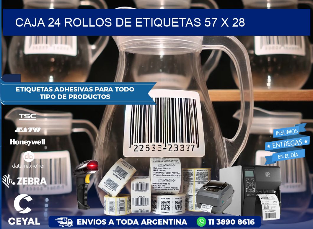 CAJA 24 ROLLOS DE ETIQUETAS 57 x 28