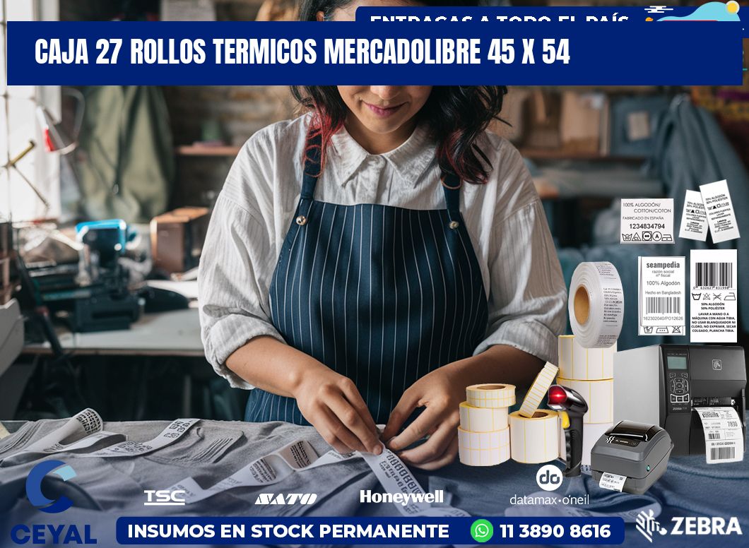 CAJA 27 ROLLOS TERMICOS MERCADOLIBRE 45 x 54