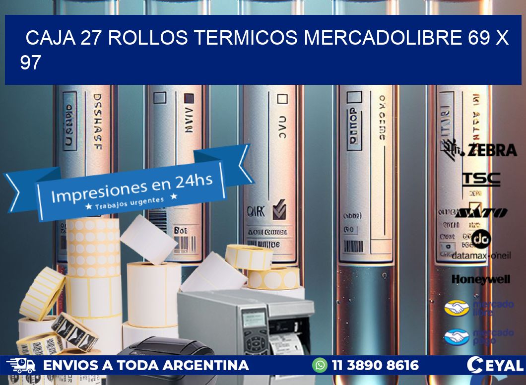 CAJA 27 ROLLOS TERMICOS MERCADOLIBRE 69 x 97