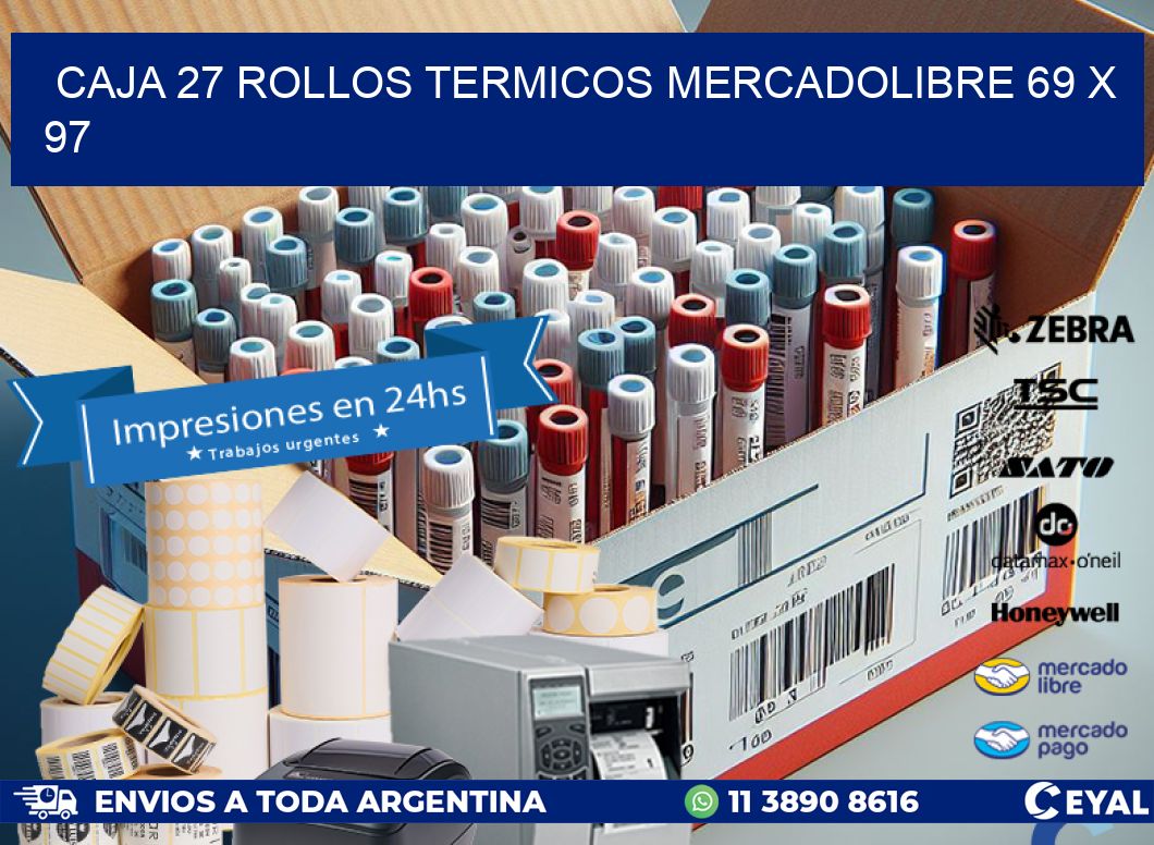 CAJA 27 ROLLOS TERMICOS MERCADOLIBRE 69 x 97