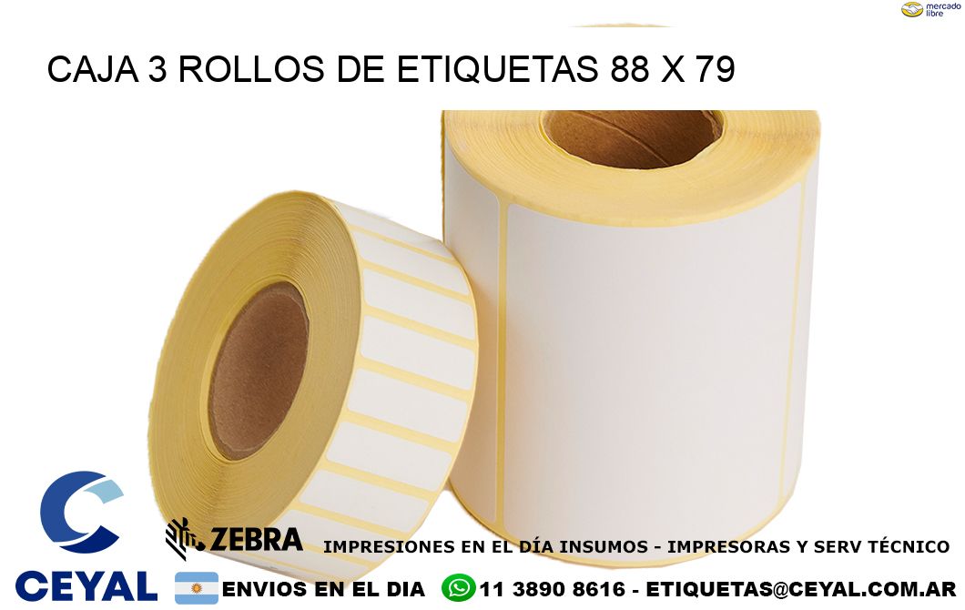 CAJA 3 ROLLOS DE ETIQUETAS 88 x 79