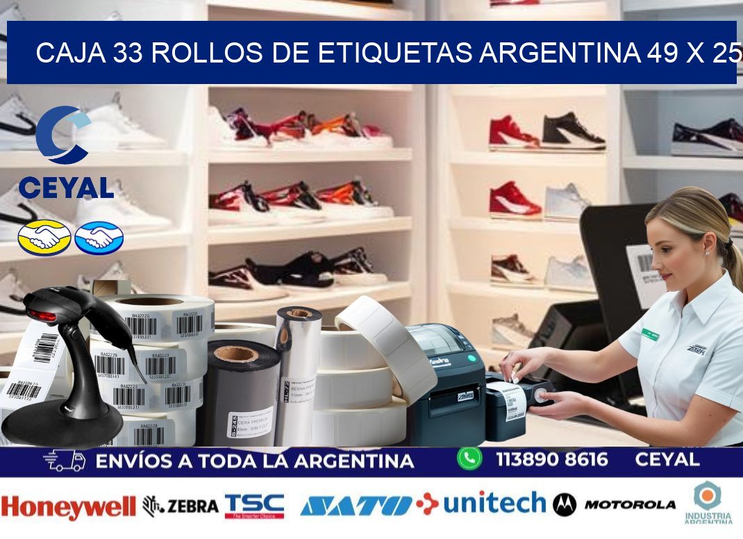 CAJA 33 ROLLOS DE ETIQUETAS ARGENTINA 49 x 25