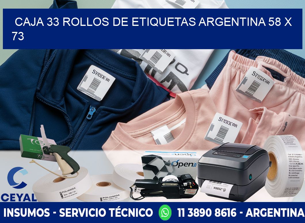 CAJA 33 ROLLOS DE ETIQUETAS ARGENTINA 58 x 73