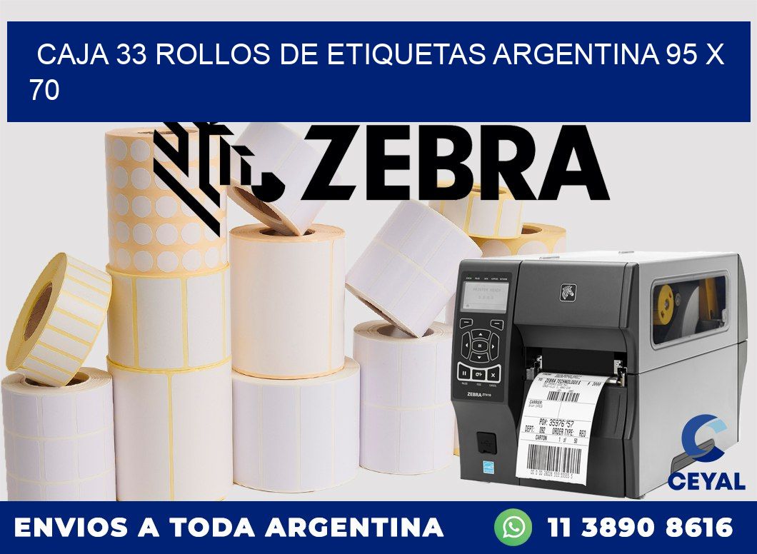 CAJA 33 ROLLOS DE ETIQUETAS ARGENTINA 95 x 70
