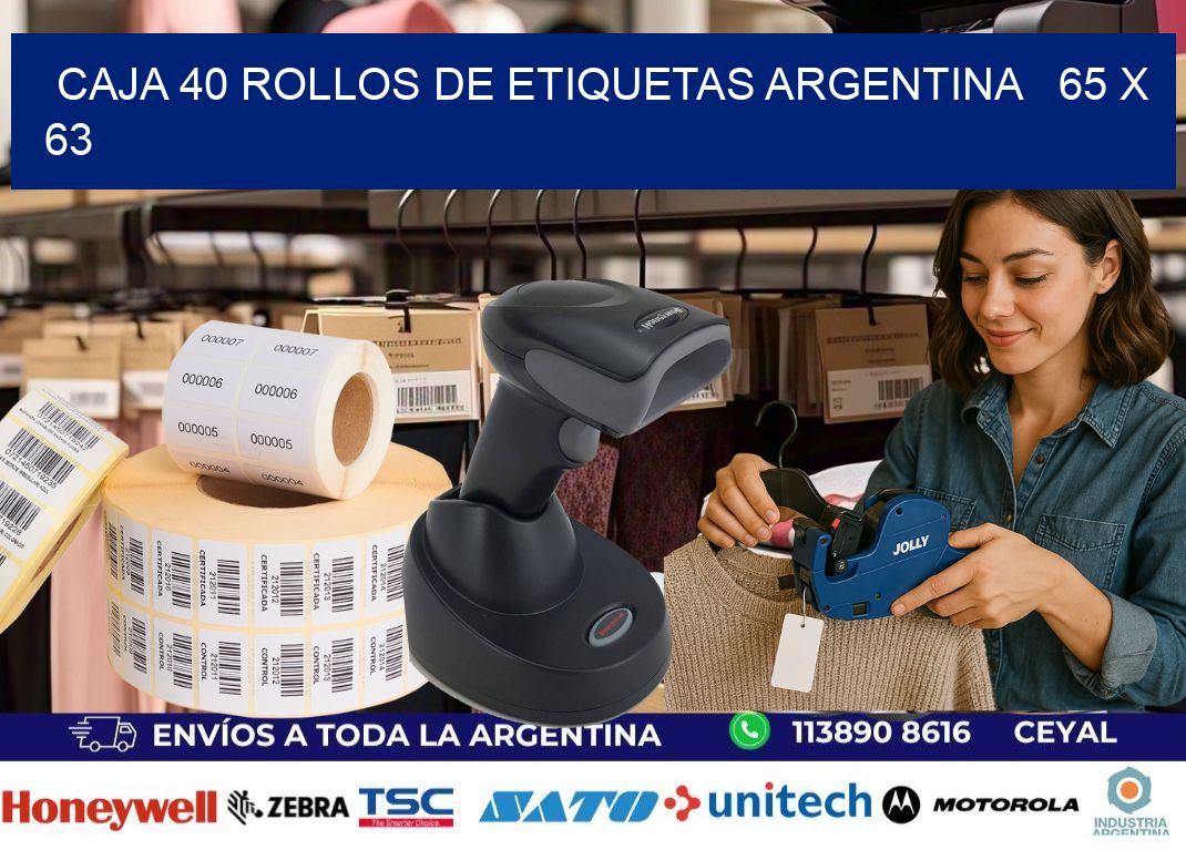 CAJA 40 ROLLOS DE ETIQUETAS ARGENTINA   65 x 63
