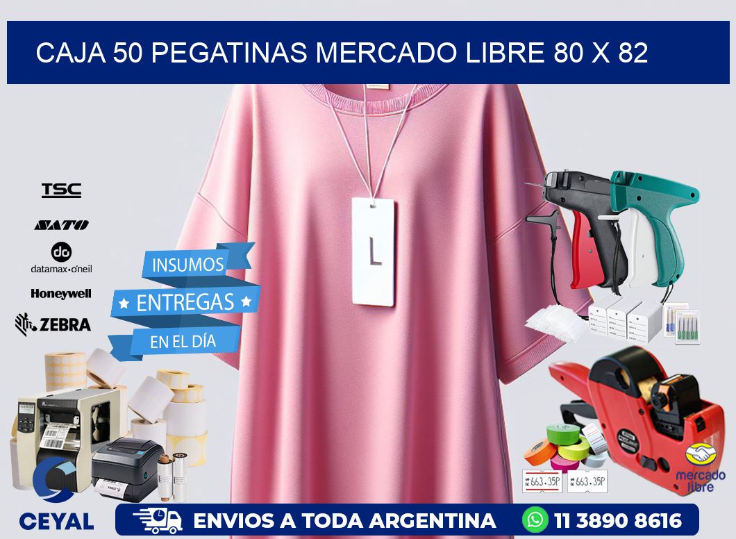 CAJA 50 PEGATINAS MERCADO LIBRE 80 x 82