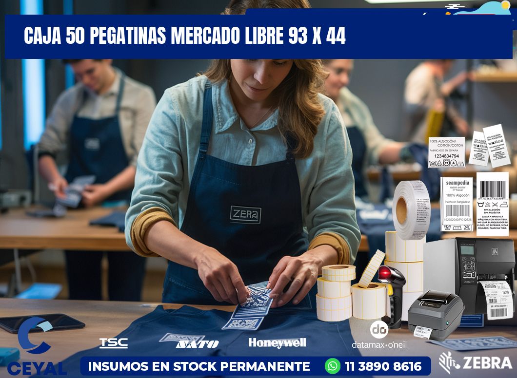 CAJA 50 PEGATINAS MERCADO LIBRE 93 x 44