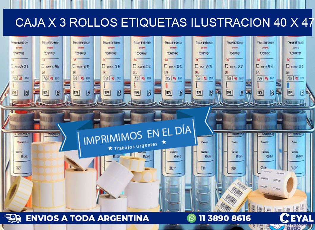 Caja X 3 Rollos Etiquetas Ilustracion 40 x 47